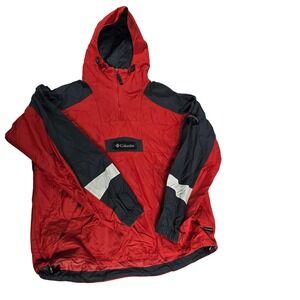 Columbia Sportswear Packable Anorak Jacket‎ Red Black Hooded Women's Medium